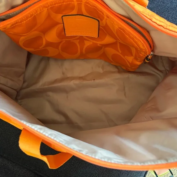 Coach Orange Signature Jacquard Tote - Picture 3 of 8